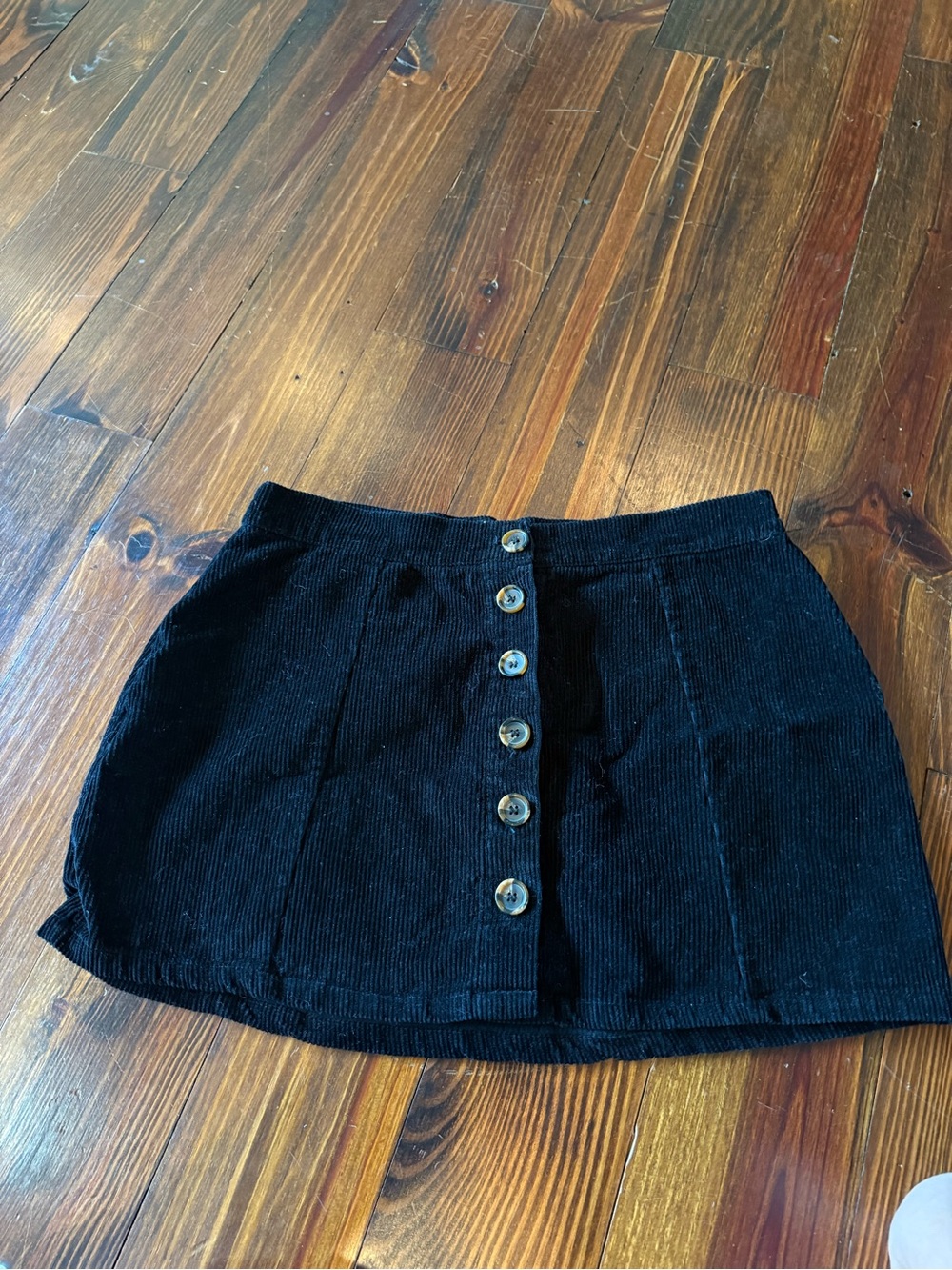 Rue21 Black Corduroy Button-Front Mini Skirt